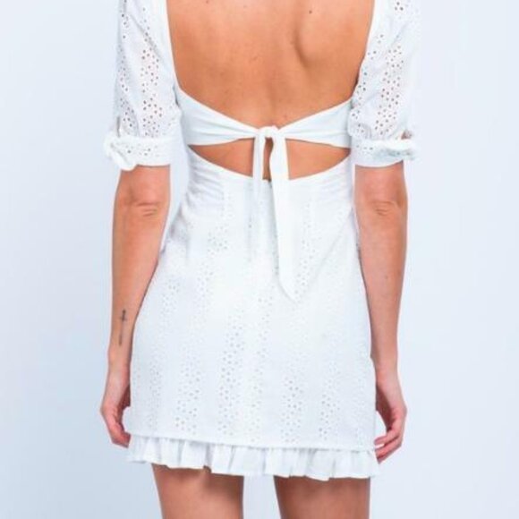 Skylar + Madison White Eyelet Mini Dress - Picture 3 of 3